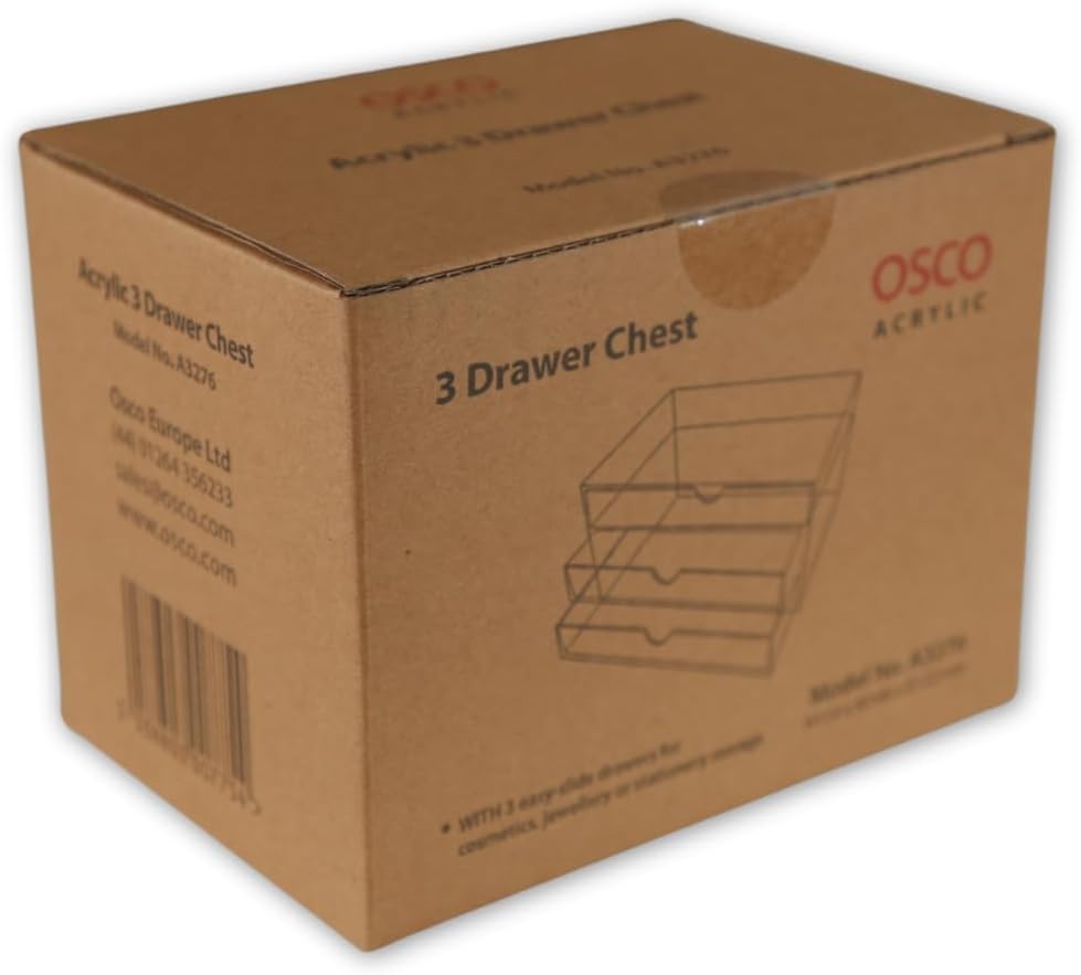 Osco X-Small Clear Acrylic Triple Drawer, (X-Small), A3274