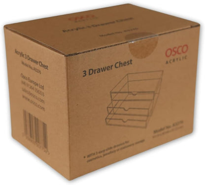 Osco X-Small Clear Acrylic Triple Drawer, (X-Small), A3274