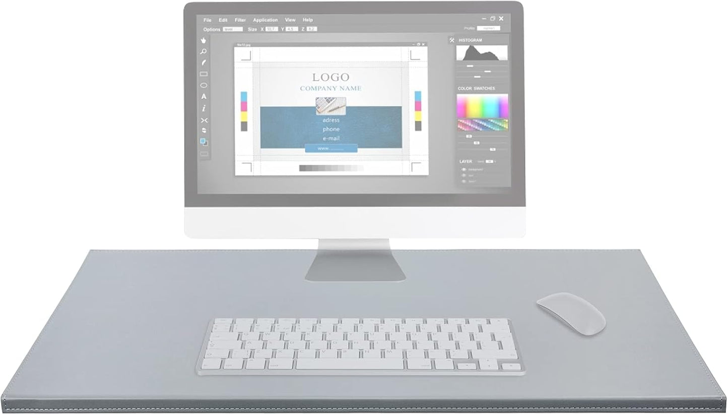 AKOZLIN 35.4"x 18.9" Soft PU Leather Surface Office Desk Mouse Mat Anti-Push Pad with Full Grip Fixation Lip Table Blotter Edge-Locked Protector