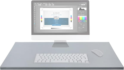 AKOZLIN 35.4"x 18.9" Soft PU Leather Surface Office Desk Mouse Mat Anti-Push Pad with Full Grip Fixation Lip Table Blotter Edge-Locked Protector