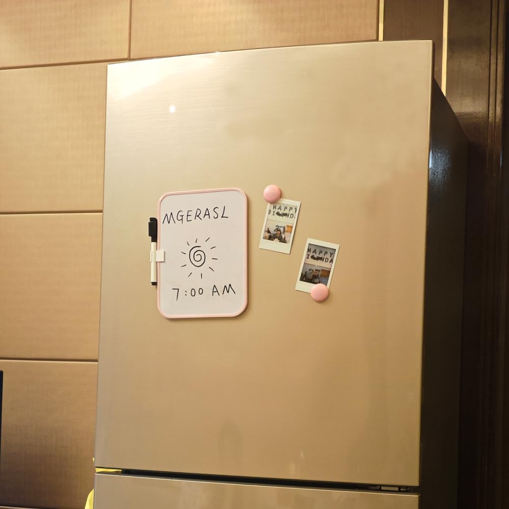 Small Dry Erase Board，Fridge Whiteboard，6" X 8" with Dry Erase Markers Magnetic and 2 Magnets，Mini Whiteboard for Office Door，School Lockers（White）