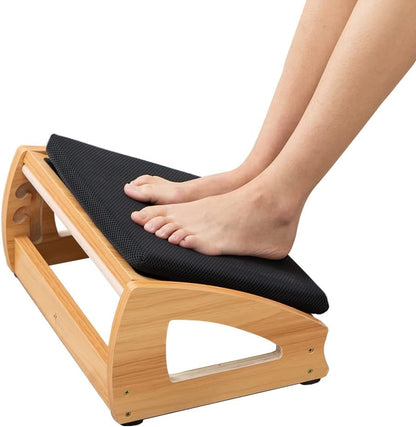 StrongTek Ergonomic Under Desk Footrest, 3 Adjustable Heights Wooden Office Footrest, Large Anti-Slip Surface, Improves Posture and Blood Circulation, up to 400lbs (Natural)