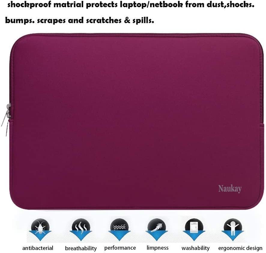 Naukay Laptop Sleeve Case, 15.6 Inch,Resistant Neoprene Notebook Computer Pocket Case/Tablet Briefcase Carrying Bag Compatible Asus/Dell/Fujitsu/HP/Sony/Toshiba/Acer- (Black)