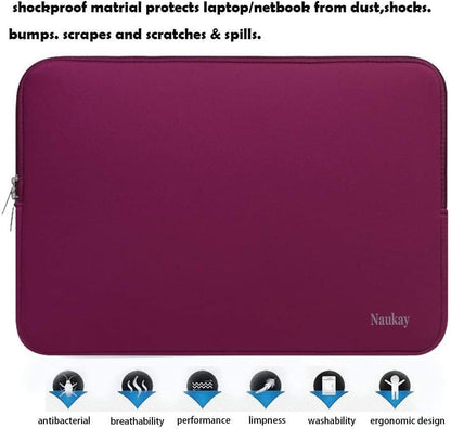 Naukay Laptop Sleeve Case, 15.6 Inch,Resistant Neoprene Notebook Computer Pocket Case/Tablet Briefcase Carrying Bag Compatible Asus/Dell/Fujitsu/HP/Sony/Toshiba/Acer- (Black)