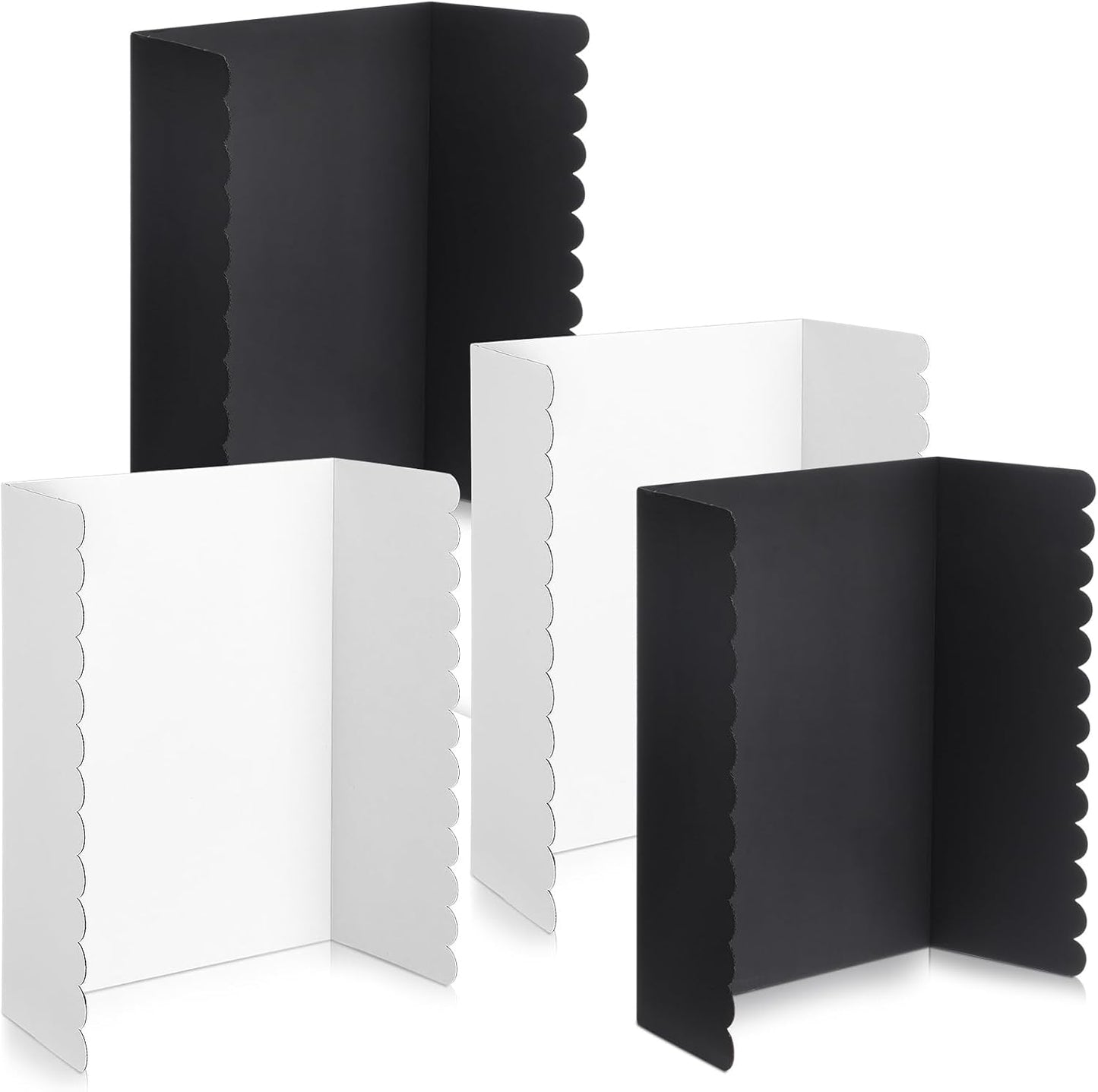 Mooliwe 4 Pack 24" X 16" Trifold Poster Board, Medium Tri Fold Boards Foldable Corrugated Presentation Display Scalloped Borders for Science Fair Events, School Projects, Exhibitions (Macaron)