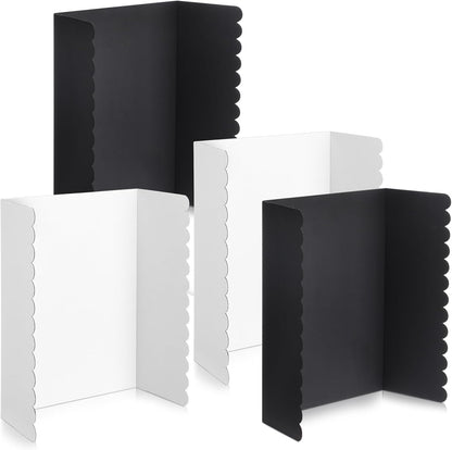 Mooliwe 4 Pack 24" X 16" Trifold Poster Board, Medium Tri Fold Boards Foldable Corrugated Presentation Display Scalloped Borders for Science Fair Events, School Projects, Exhibitions (Macaron)