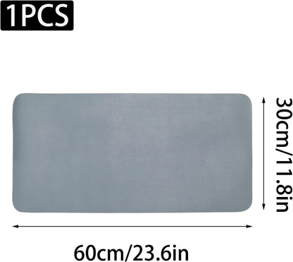 Double-Sided Keyboard Mouse Pad, 31.5"x15.7" PU Leather and Cork Desk Mat Large Overlocked-Edge Desk Pad with Matching Thread, Black
