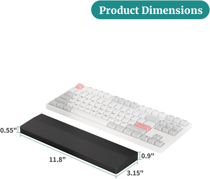 Wooden Wrist Rest, 11.8-inch Length and 22mm Thickness for Small Keyboard, Bamboo Wood Palm Rest, Ergonomic Design for Mechanical Gaming Keyboard