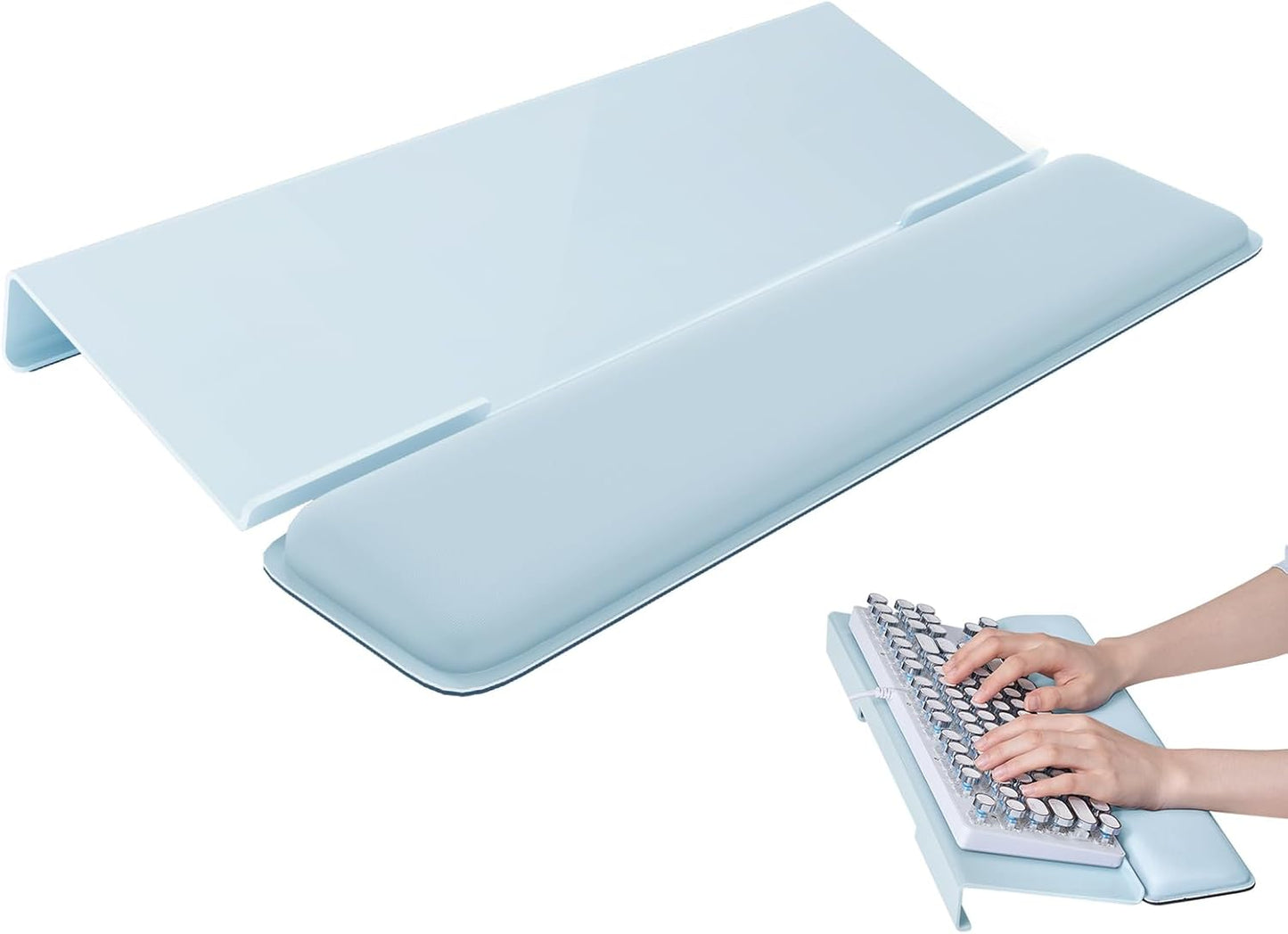 Laborio Computer Keyboard Stand for Desktop, Keyboard Riser Wrist Rest Holder for Easy Typing, Office Desk, Home, School Accessories(Coffee)