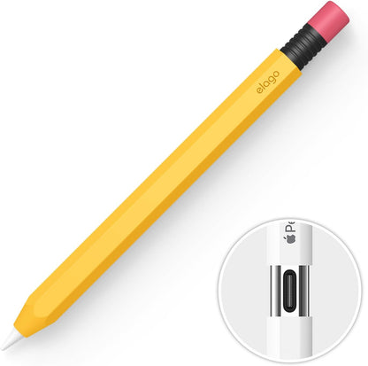 elago Classic Pencil Case Compatible with Apple Pencil (USB-C), Perfect Grip, Protective Skin, Silicone Sleeve, Supports Magnetic Attachment [Yellow]