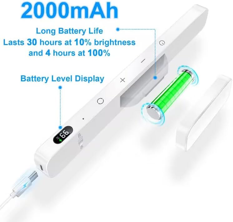 Ferswe 3W Rechargeable Light Bar, Touch Adjustable 3 Colors, 120 LED Mirror Lights, Magnetic for Cabinets, Makeup Battery, Stick On for Closet, Kitchen, Bedroom, Bathroom, Wall