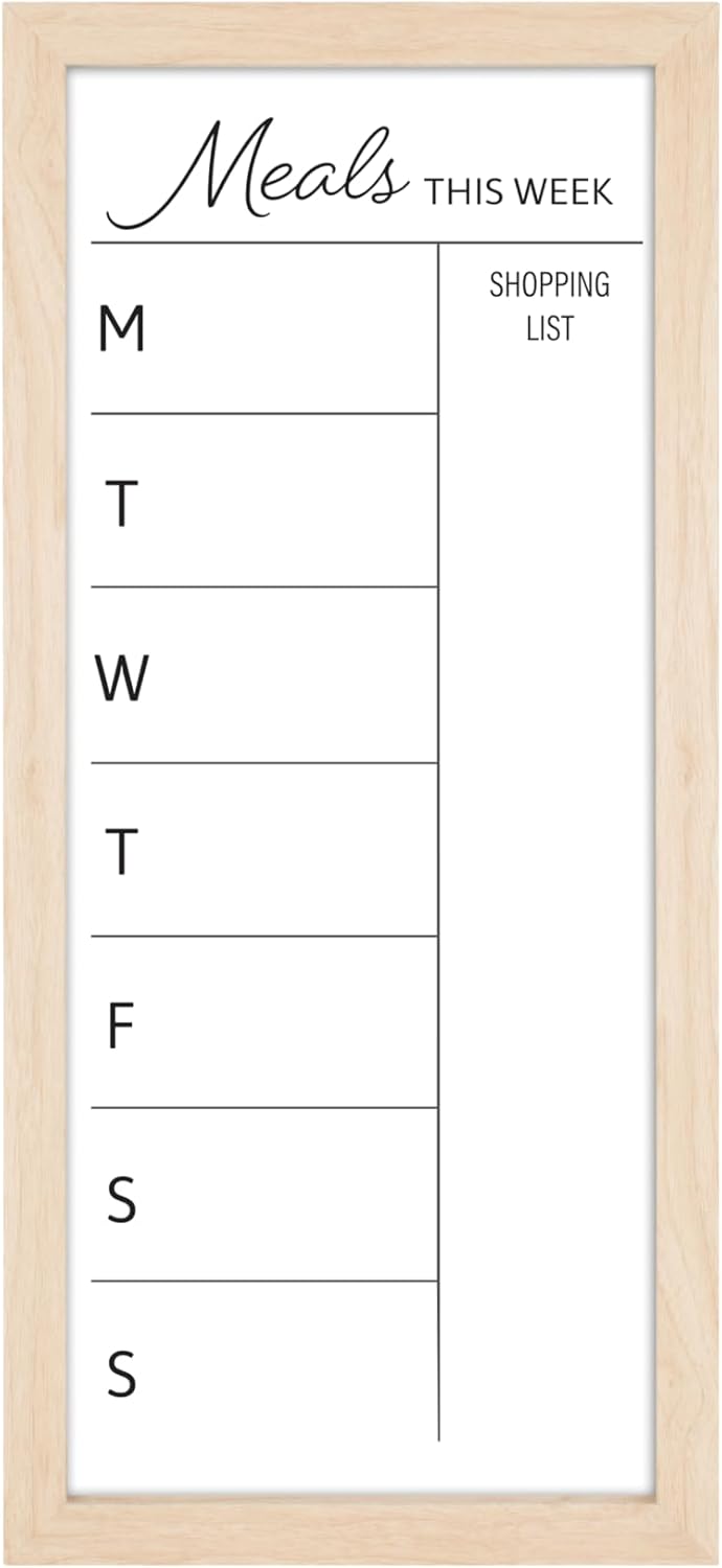 MCS Dry Erase Weekly Planner 11x24 Walnut Framed Calander Whiteboard for Wall, Plan Your Week with Family Weekly Planner for Dinners, Sports, Events & More