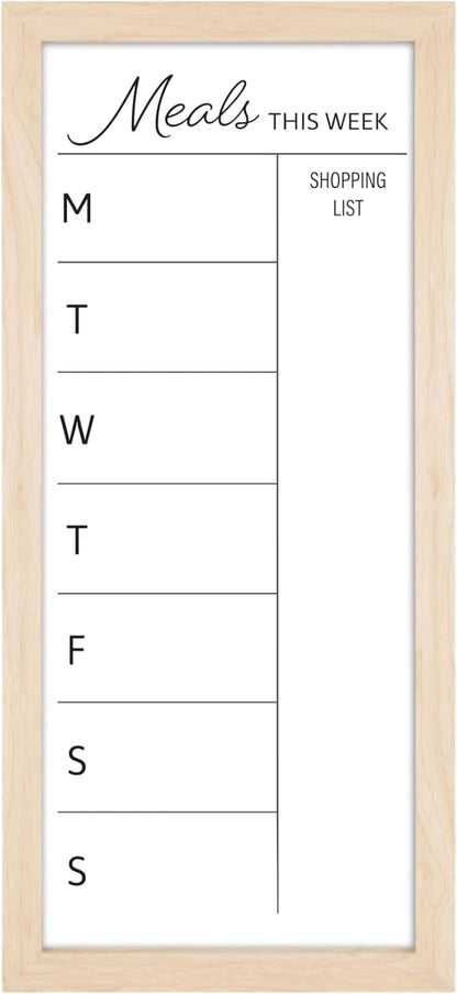 MCS Dry Erase Weekly Planner 11x24 Walnut Framed Calander Whiteboard for Wall, Plan Your Week with Family Weekly Planner for Dinners, Sports, Events & More