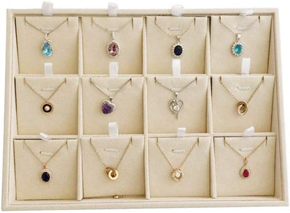 Velvet Sunglasses Organizer Tray 4 Slot, Stackable Eyewear & Glasses Display Case, Premium Beige Velvet, Scratch-Free Lining, Drawer Insert for Dressing Table Vanity Home Retail Trade Show