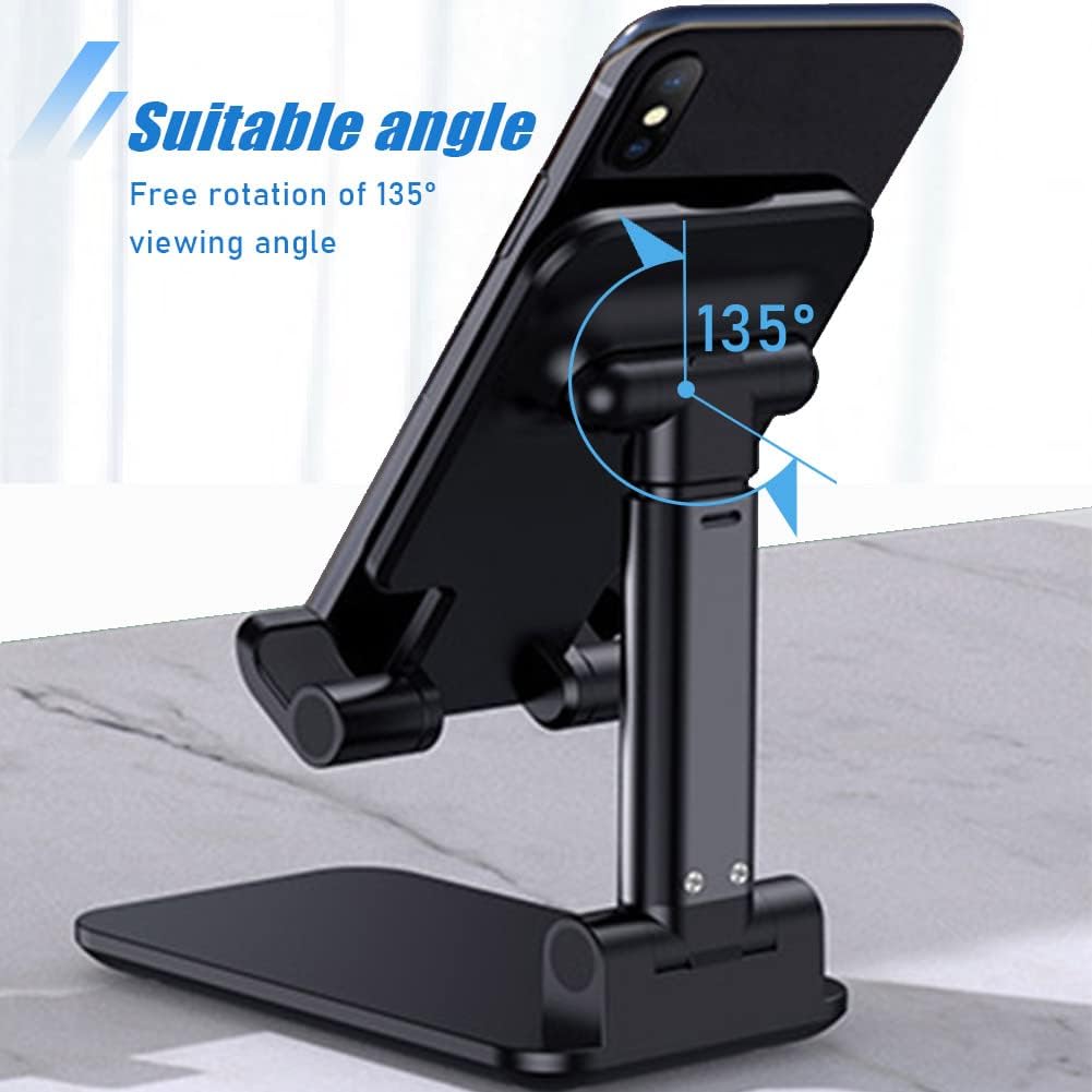 Phone Stand, PhoneHolder for Desk Anti-Slip Cute OfficeAccessories Forldable Cell PhoneHolder Compatible with iPhones, AllMobile Phones, White-Silver, Pro