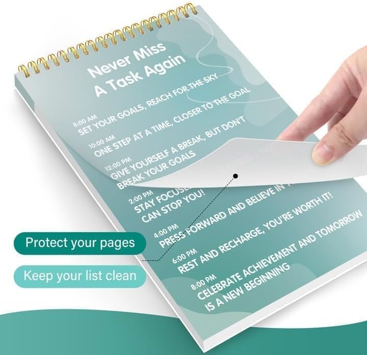104 Pgs To Do List Notepad - Daily Planner Notepad Undated 52 Duplex-Printed Undated Sheets Tear Off, 6.5" x 9.8" Checklist Productivity Organizer with Hourly Schedule for Tasks