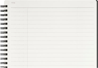 Maruman Mnemosyne Lined Notebook- Vertical A5, 5.83" x 8.27", 70 Sheets / 140 Pages, 7mm College Ruled With Center Line Journal, Perforated Pages & Wire-Bound to Lay Flat, Black, Made in Japan - Colors A