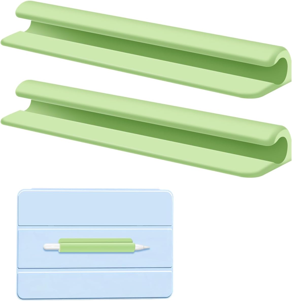 eZAKKA 2PCS Silicone Pencil Holder, Stylus Holder For Stylus Pens,For Most Pens,Pencils,Self-Adhesive Stick To Notebooks,Diary, Desks,Tablet, Black