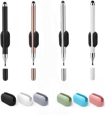4pcs Stylus+6 Silicone Pen Clip,Pencil Holder for iPhone/ipad iOS/Android 15/14 Table,Compatible with Samsung A11+/A11/A9/A8/Fire Max 11/10/8 All Capacitive Touch Screen (colors4+6Pen Holder)