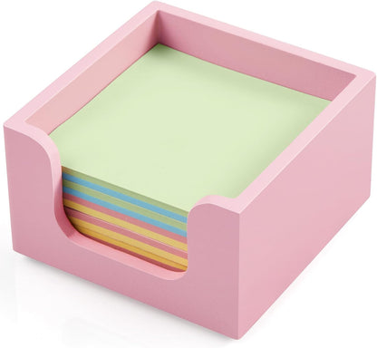 Bivvclaz Wood Sticky Note Holder, 3 x 3 Inch Post It Note Dispenser for Office Desk Accessories, Self Stick Note Pad Holder, Memo Pad Holder Dispenser Organizer for School Office Desk Supplies, Black