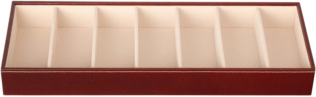 J JACKCUBE DESIGN 7 Slot Sunglasses Organizer, Leather Eyeglass Storage Tray Box for Table, Desk, or Drawer - MK378