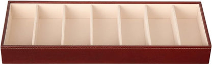 J JACKCUBE DESIGN 7 Slot Sunglasses Organizer, Leather Eyeglass Storage Tray Box for Table, Desk, or Drawer - MK378