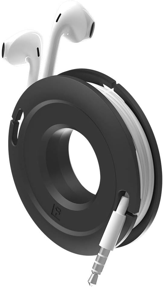 Side Winder Mini and Max Headphone, Earbud and Charging Cable Winder and Organizer Perfect for Wrapping Earbuds and Cords for Travel and Organization (Black, Max)