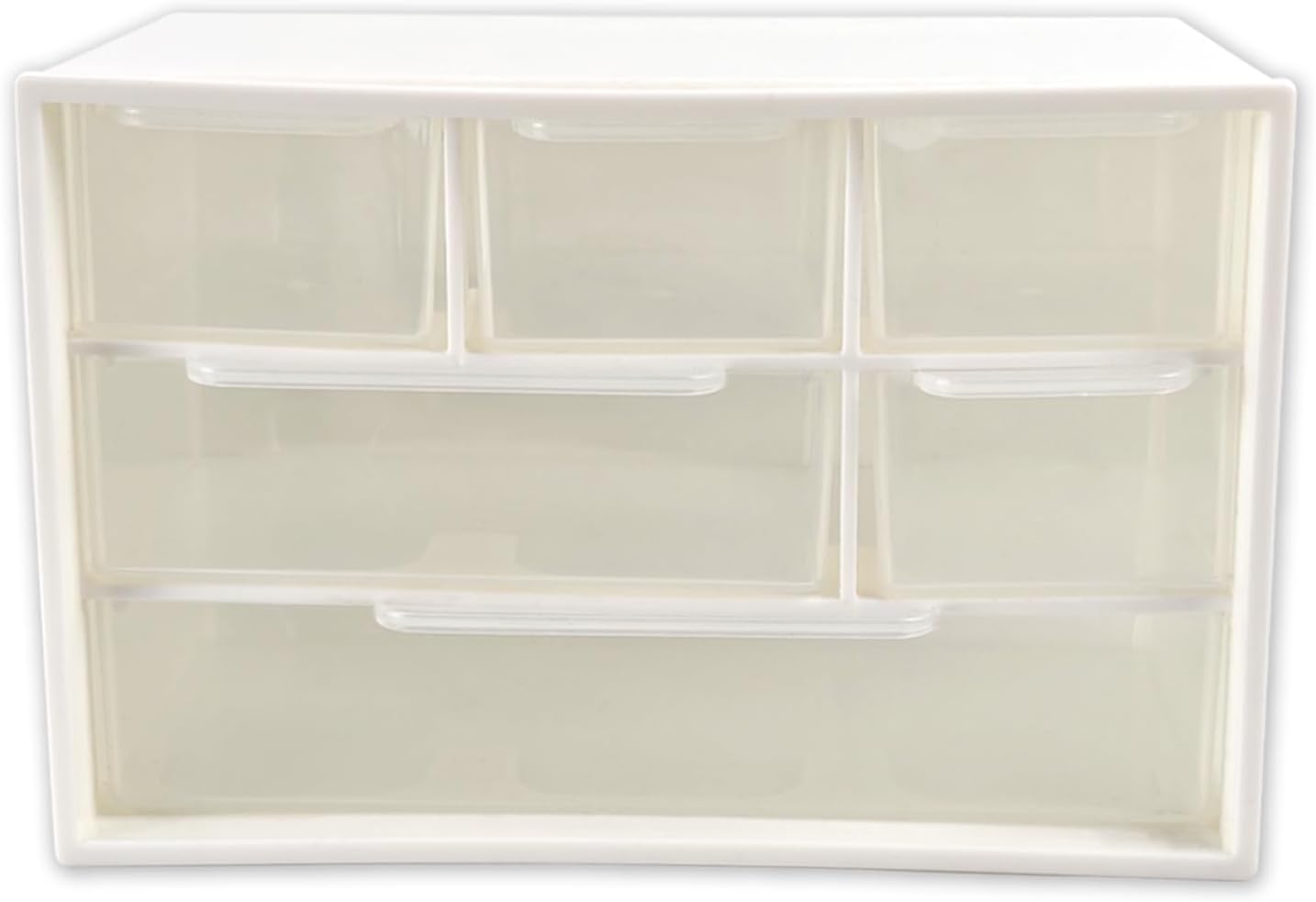 Mini Desk Drawer Organizer with 6 Clear Drawers - 7" x 3.9" x 4.7" Small Plastic Storage Box for Office, Classroom, Crafts, and Home Desktop Organization