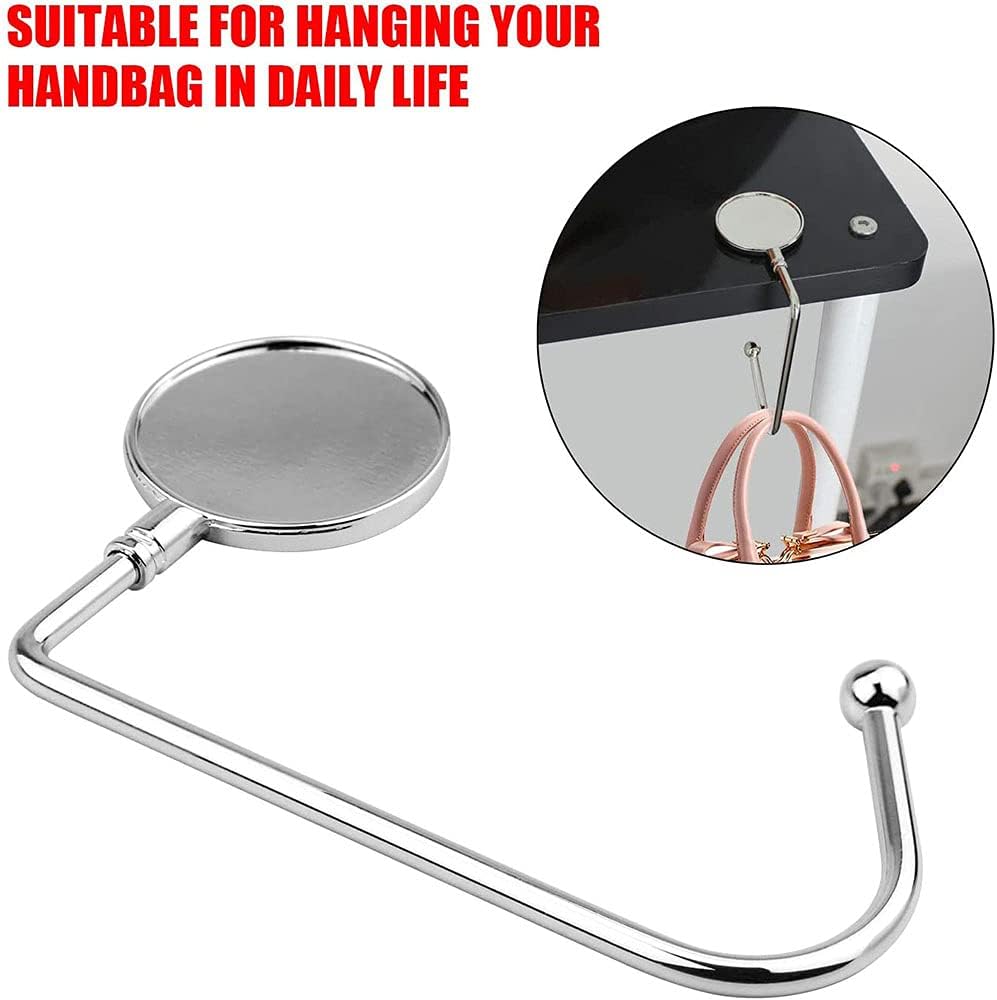 5 Pack Purse Hook Hanger, Metal Hook Long Handbag Hanger for Table Desk,Portable Bag Holder Under Counter Handbags Hook for Women Girl