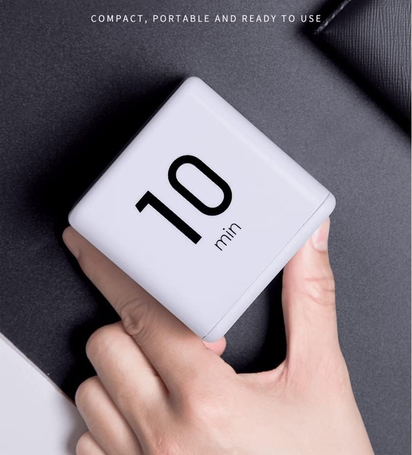 Feilifan Cube Timer, Productivity Cube Flip Timer for Kitchen Studying Workout Classroom Kids ADHD 15-20-30-60 Minute Preset, White
