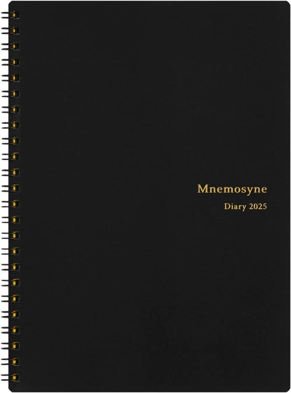 Maruman Mnemosyne Lined Notebook- Vertical A5, 5.83" x 8.27", 70 Sheets / 140 Pages, 7mm College Ruled With Center Line Journal, Perforated Pages & Wire-Bound to Lay Flat, Black, Made in Japan - Colors A