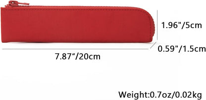 Canvas Pencil Case Small Pencil Pouch Slim Lightweight Pen Case Holder Cute Zipper Bag for School Office