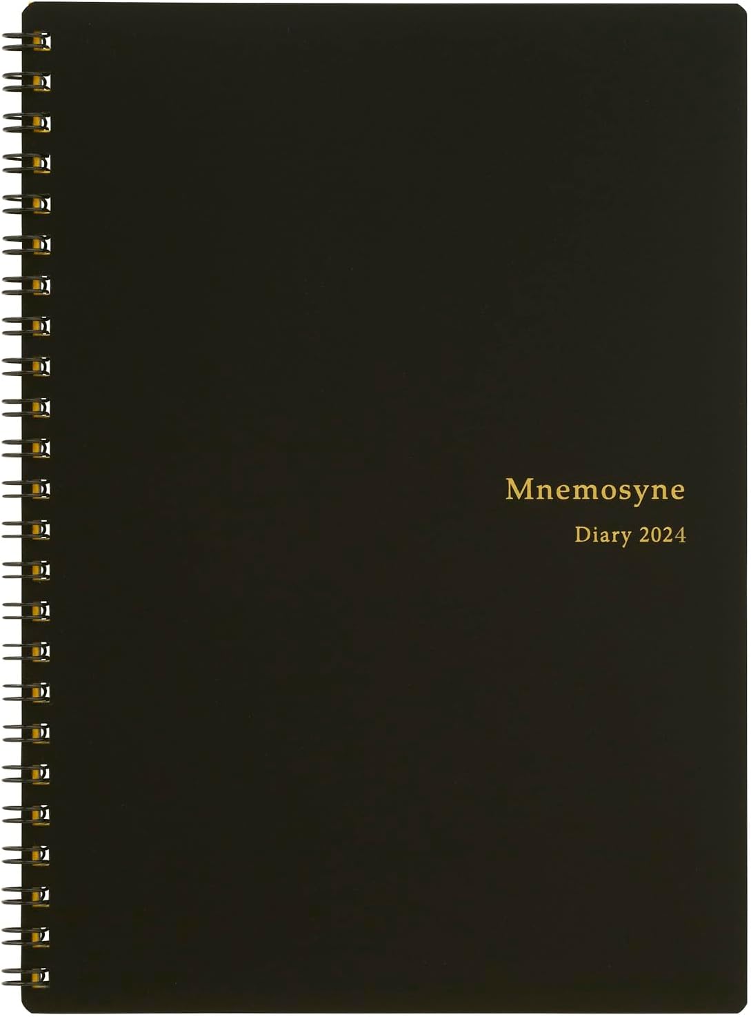 Maruman Mnemosyne Lined Notebook- Vertical A5, 5.83" x 8.27", 70 Sheets / 140 Pages, 7mm College Ruled With Center Line Journal, Perforated Pages & Wire-Bound to Lay Flat, Black, Made in Japan - Colors B