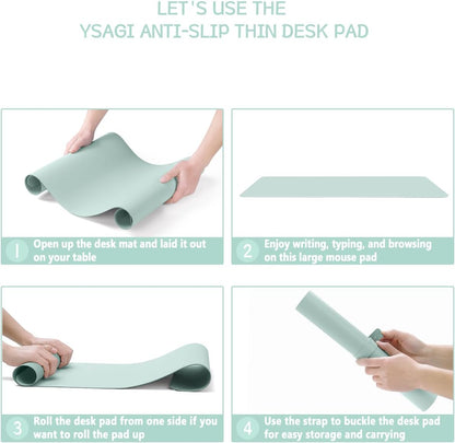 YSAGi Non-Slip Leather Desk Pad, Waterproof Laptop Computer Desk Keyboard Mat, Table Protector Blotter Mat, Large Mouse Pad for Office/Work/Home/Decor(Black, 31.5" x 15.7")