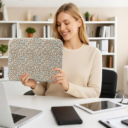 Puffy Laptop Sleeve 13 Inch Cute Quilted Laptop Protective Case Padded Floral Computer Sleeve for MacBook (A-Blue, 13 Inch)