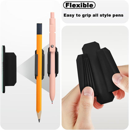 10 Pcs Silicone Pen Holder for Wall,Adhesive Pencil Holder for Clipboard Student Desk Classroom (5-colors)