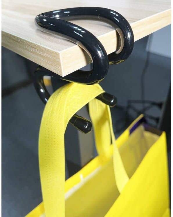 AUXPhome Portable Bag Hook Hanger Clamp-On Backpack, Under Counter, One Step Installation - 10 lb. Capacity, Reduce Desk Clutter