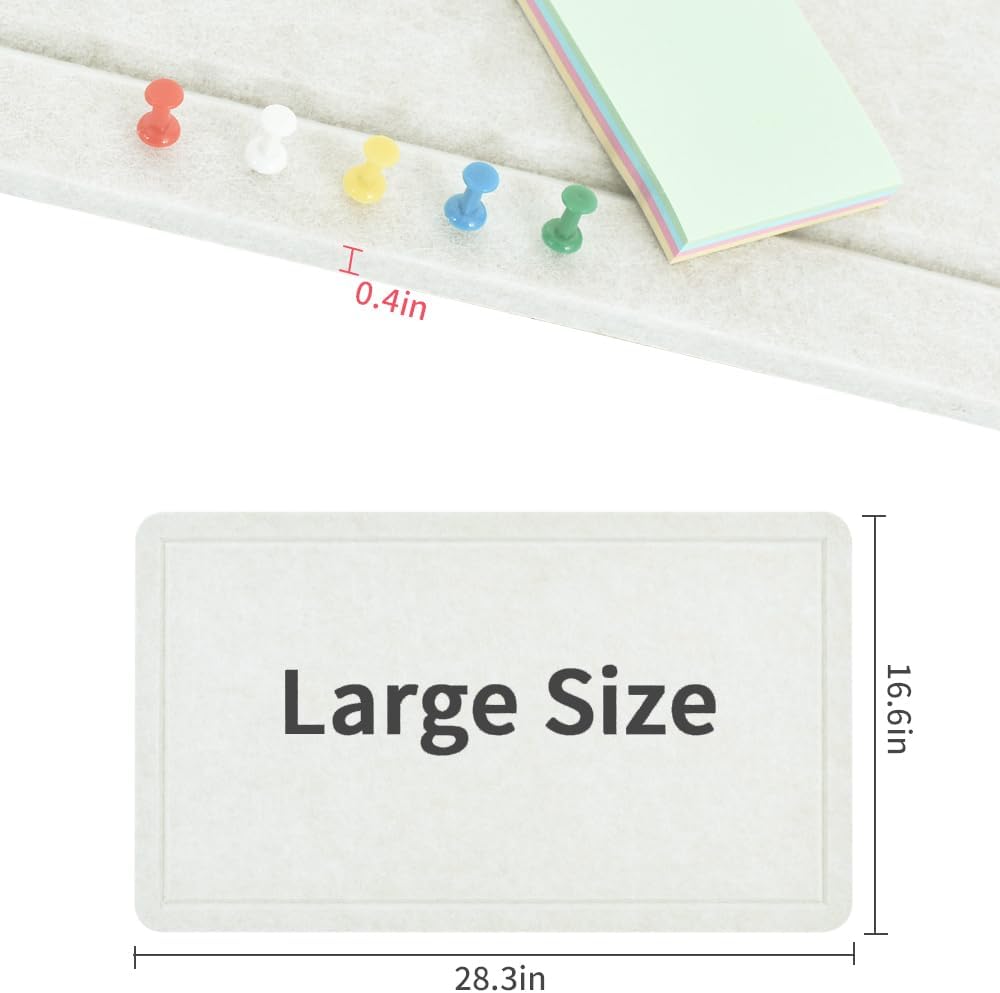 Vuzvuv Black 28"x16" Large Cork Board with 50 Push Pins & Sticky Notes, Self-Adhesive Bulletin Board for Wall, Felt Pin Vision Board for Paste Notes,Schedules Offices Home