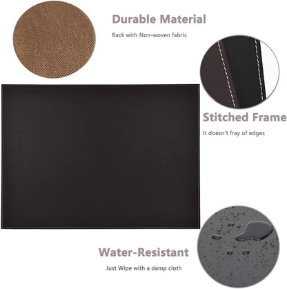 KINGFOM Ultra-Smooth PU Leather Desk Pad & Mat Office Desk Drawing & Writing Board A3/ A4 File Paper Clip Table Protector Mat on Top Large 24''x18'' (Black)