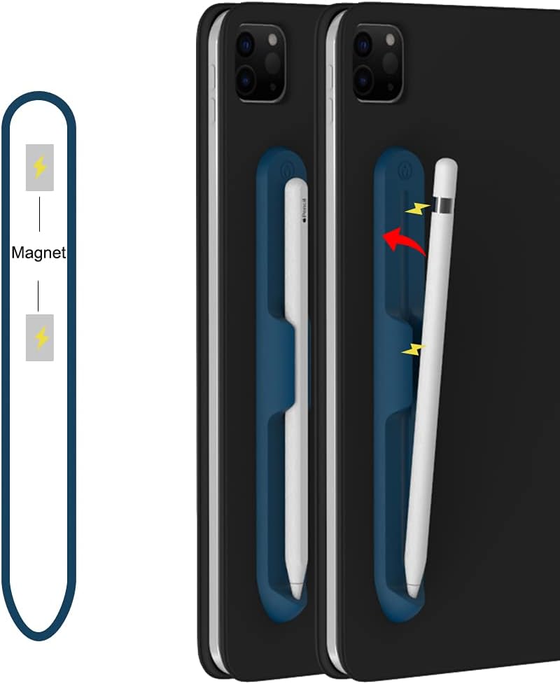 LOVE MEI iPencil Holder Sticker for Apple Pencil 1st/2nd Generation, Strong Adhesive Silicone Holder Sticker [Magnetic Attach Design] Accessories for iPad Stylus Pens