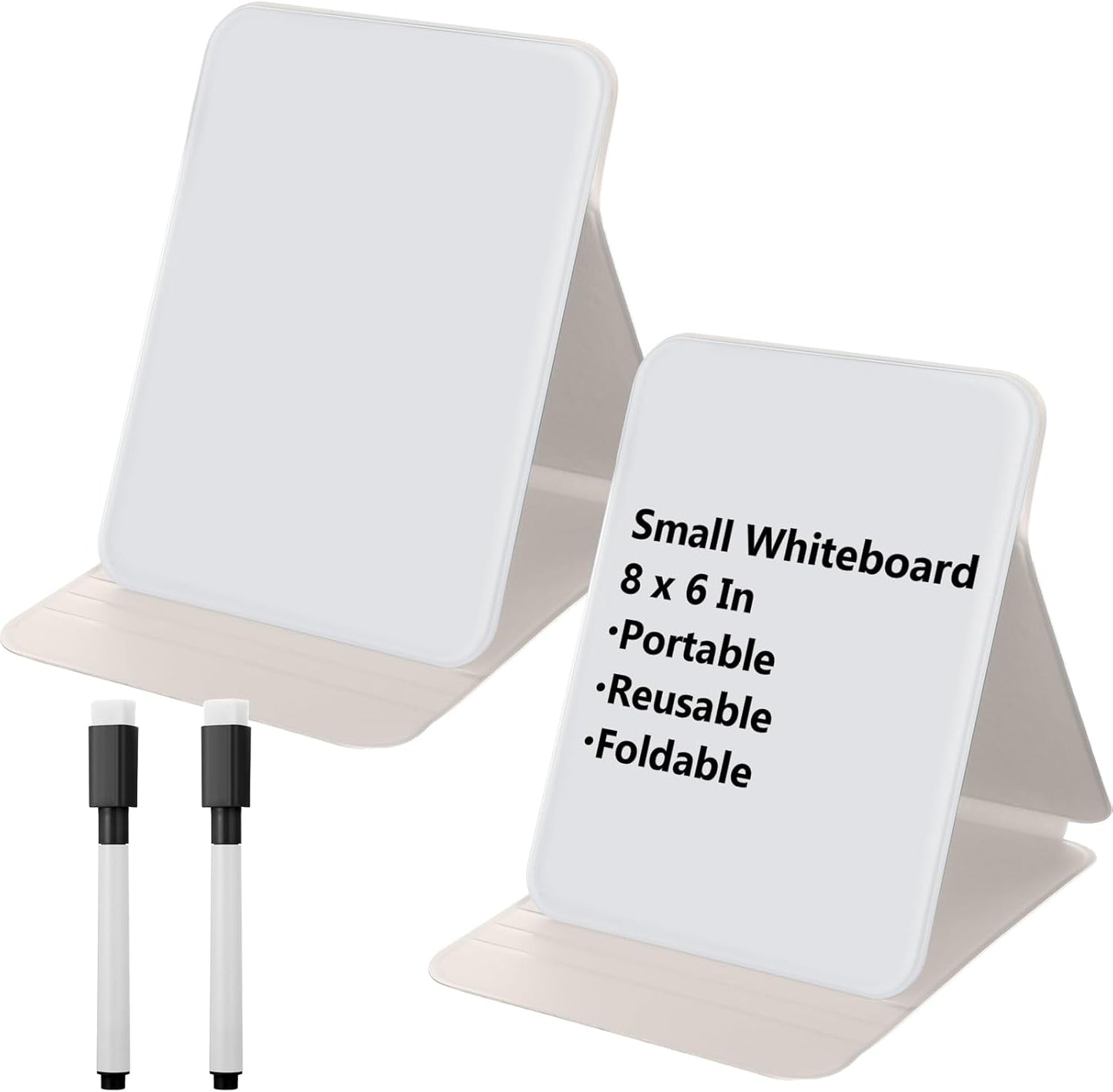 Dunzoom 2 Sets 4 Pcs Small Glass Desktop Whiteboard with Reversable Stand 8x6 Inch Mini Dry Erase White Board Easel with 2 Markers Reusable Desk Notepad for Home Office School Supplies (Pink,Green)