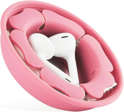 MAIRUI Wired Earbud Case Earphone Headphone Cord Organizer Earbuds Wrap Soft Silicone Magnetic Holder Storage Tangle Free Cable Winder(Red)