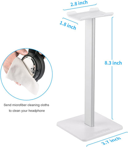 New bee Headphone Stand Headset Holder Earphone Stand with Aluminum Supporting Bar Flexible Headrest ABS Solid Base for All Headphones Size (Black)