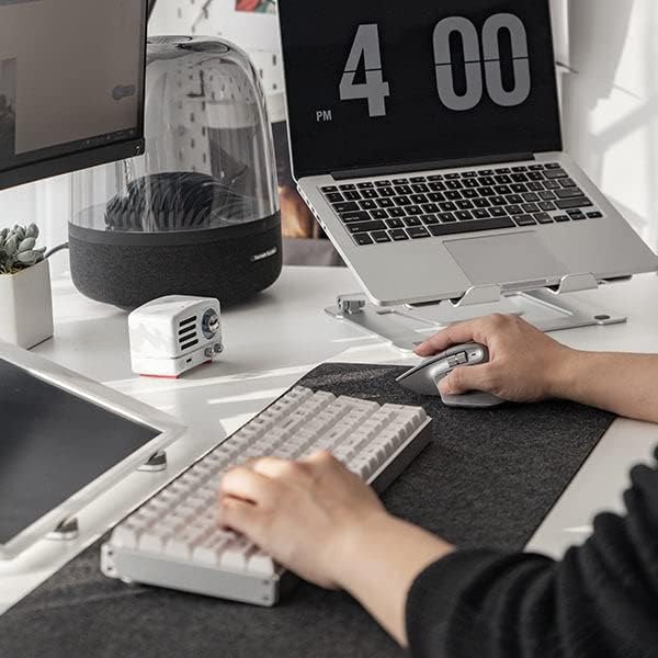 Desky Felt Desk Pad – Medium 24.4 x 11.8 Inch, Wool Felt Desk Mat with Anti-Slip Base – Light Grey – Keyboard & Mouse Surface for Office, Home, or Laptop Use
