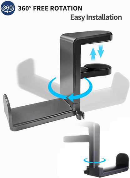 Headphone Hook，Headphone Stand，PC Gaming Headset Holder for Desk，Headset Hook，Desk Headphone Hanger，Desk Hook with 360-Degree Adjustable Rotation
