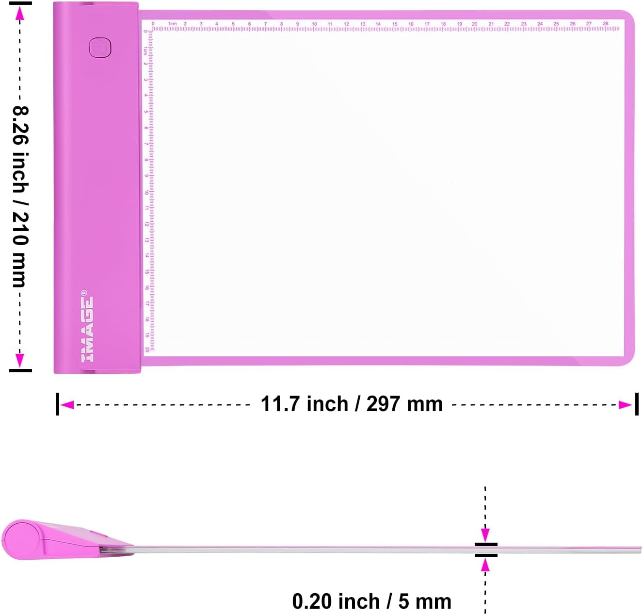 IMAGE Light Up Tracing Pad Pink Drawing Tablet Coloring Board for Kids Children to for Girls Boy (Includes 10 Traceable Sheets and Two Clips)