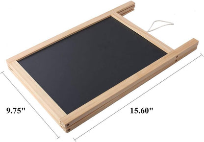 Wooden Freestanding A Frame Non Magnetic Chalkboard and Magnetic Dry Erase White Board Display Sign, Double Sided Tabletop Message Board for Home, Office and Counter