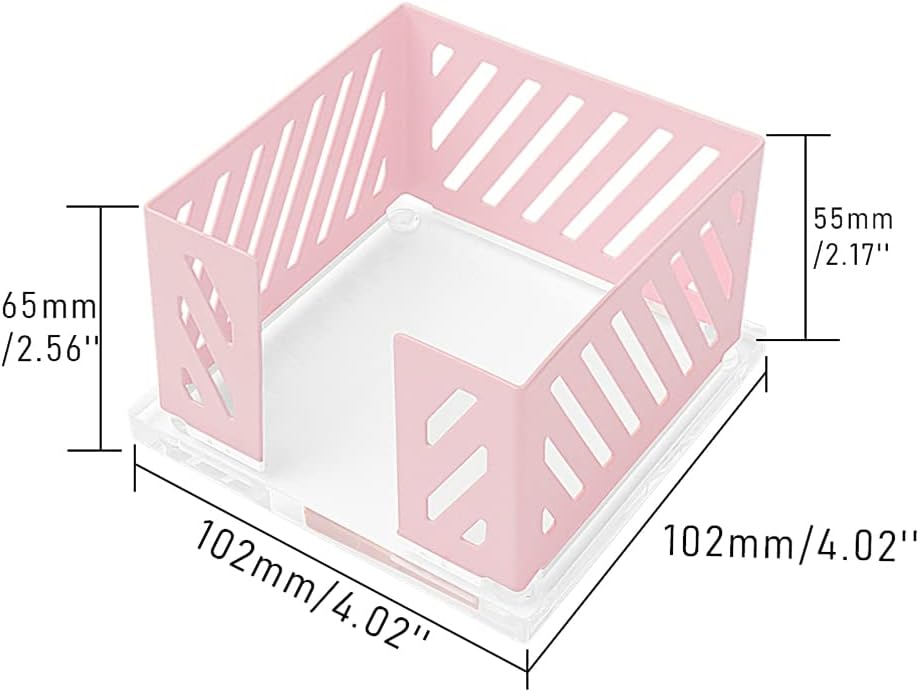 Sticky Note Holder Memo Pad Cube Dispenser 3.5 x 3.5Inch Notepad Holder Acrylic Base Purple Metal Mesh Desk Organizer for Home Office Supplies (Purple Memo Pad Holder)