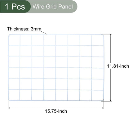 YOKIVE Iron Wire Grid Panel, Decorative Panels Board | Photo Pictures Display Holders Hanging Frame for Home Office (Black, 16"x12")