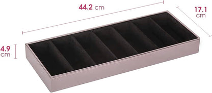 J JACKCUBE DESIGN 7 Slot Sunglasses Organizer, Leather Eyeglass Storage Tray Box for Table, Desk, or Drawer - MK378